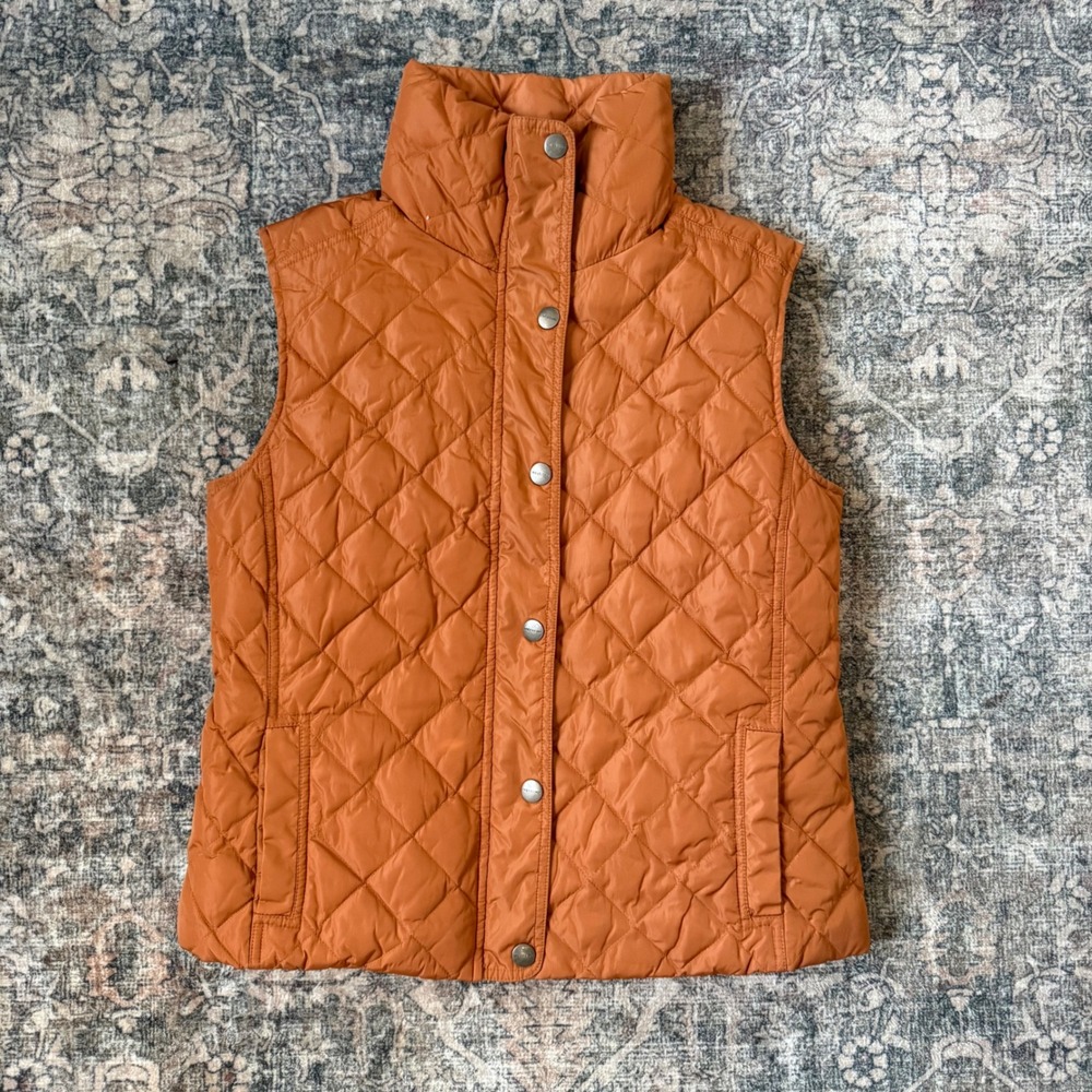 Weekend Max Mara Quilted Vest Orange Diamond Padded Italian Design Small